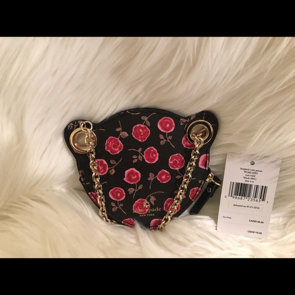 Kate Spade run wild leopard coin purse black - Picture 2 of 4